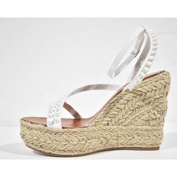 Christian Louboutin Mafaldina Zeppa 120 White Platform Wedge Sandal Heel Pump 41 - Picture 9 of 12